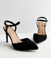 New Look Black Suedette 2 Part Stiletto Heel Sandals